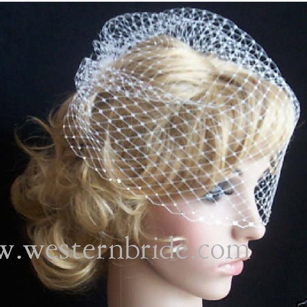 IVORY   birdcagecage net veil 12" goes til the pick of the nose. with swarovski crystals on the edge.