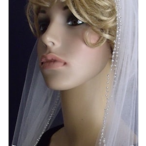 Blusher VEIL 2 TIER glass beads wedding veil