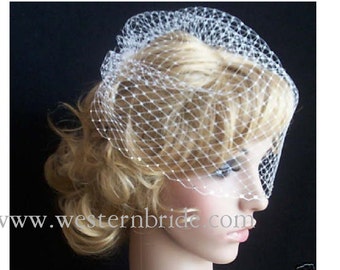 Ivory Bridal Weding Rusian Net Birdcage Veil with  Crystal Edge