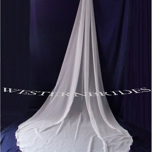 Cathedral chiffon veil. White or ivory your choice. OTHER LENGTHS available, shoulder, elbow, waist, fingertip, knee length, chapel length