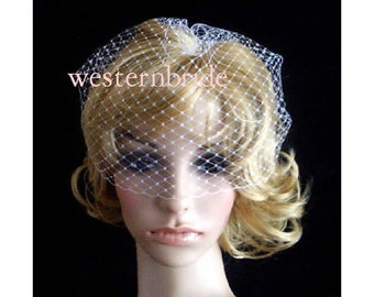 On Sale Pick of nose White OR Ivory Bridal Weding Rusian Net Birdcage Veil