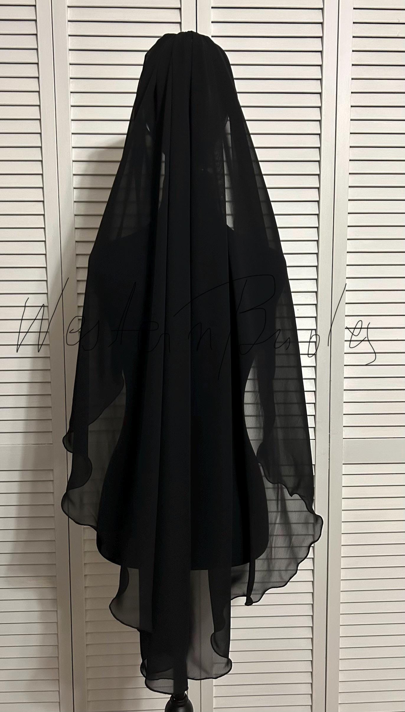black veil chiffon dress Stunning Black Wedding Veil