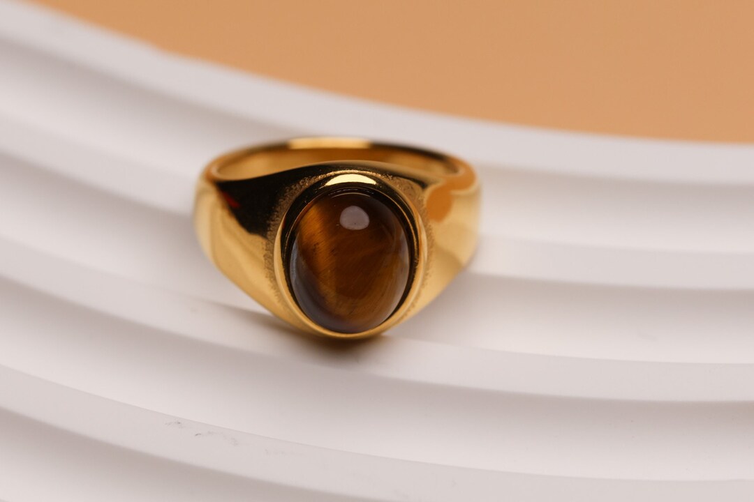 Gold Plated Tiger Eye Signet Vintage Inspired Ring Etsy gold-plated-tiger-eye-signet-vintage-inspired-ring-etsy