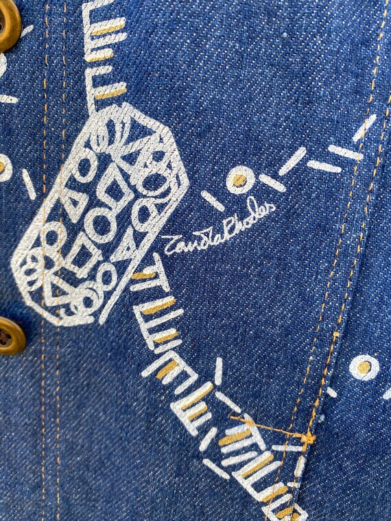 Vintage 80s Rare Zandra Rhodes Denim Printed Stud… - image 10