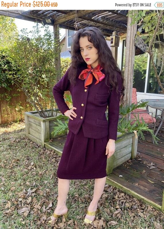 END OF 2020 Vintage 80s Donna Karan Wool Burgundy