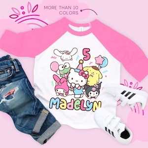 Kawaii Birthday Girl T-Shirt, Kawaii Friends Birthday Theme Party Shirt, Birthday Girl Family Shirts, Birthday Kitty Tee, All sizes SNR06