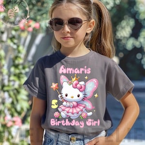 Kawaii Birthday  T Shirt, Kitty Theme Party, Birthday Girl,  Family Matching Tee, Birthday Kitty Tee, Gift for Girls, All sizes SNR07