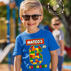 Custom Birthday Builder Shirt, Personalized Building Blocks Birthday Shirt, Birthday Toddler Blocks Tee, Gift  for kids, All sizes LG04