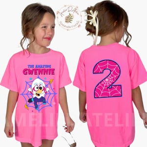 Personalized Spider-Dog Birthday Shirt, Ghost Spider and Friends Theme, Dog Blue, Family Matching Tee, Kids Birthday Gift, All Sizes BL07