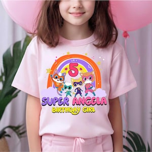 Super Kitties Birthday T-Shirt, Kitties Cute Birthday Theme Party Shirt, Birthday Girl Family Shirts, Birthday Cat Shirt, All sizes SK02