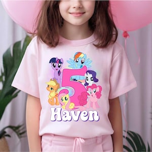 Pony Birthday Girl Shirt, Little Pony Birthday Theme Party Shirt, Birthday Girl Family Shirts, Birthday Rainbow T-Shirt, All sizes PY01