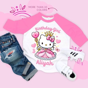 Kawaii Birthday  T Shirt, Kitty Theme Party, Birthday Girl,  Family Matching Tee, Birthday Kitty Tee, Gift for Girls, All sizes  SNR15