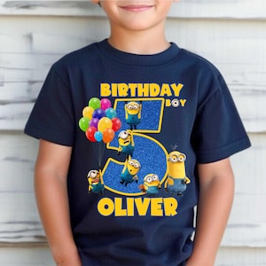 Custom Birthday Boy Shirt, Mini Yellow Birthday Party Theme, Personalized Family Birthday Party Tee, Gifts for birthday boy, All Sizes MS01