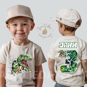 Dinosaur Birthday T Shirt, Personalized Birthday Boy, T-Rex Theme Party, Matching Family Tee, Jurasic Theme Birthday, All sizes DN01