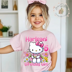 Kawaii Birthday  T Shirt, Kitty Theme Party, Birthday Girl,  Family Matching Tee, Birthday Kitty Tee, Gift for Girls, All sizes SNR13