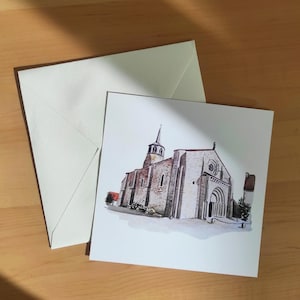 Portrait de lieu de mariage, réalisé à la main. Illustration aquarelle, faire part personnalisé Peinture de mariage sur mesure d’après photo