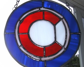Chicago Cubs Stained Glass Suncatcher...6 1/4" Diameter...Made to Order