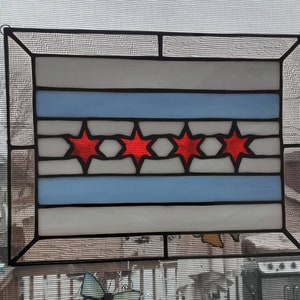 Stained Glass Chicago Flag.. Made to Order image 4