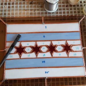 Stained Glass Chicago Flag.. Made to Order image 3