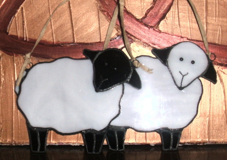 Stained Glass Irish Sheep Suncatcher/Ornament image 1