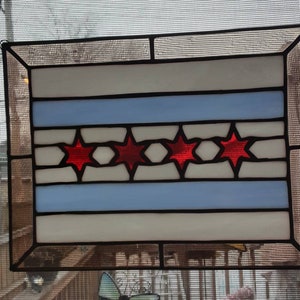 Stained Glass Chicago Flag.. Made to Order image 1