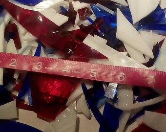 Red White and Blue scrap glass for mosaic