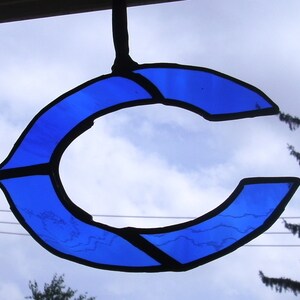 Stained Glass Ornament/Suncatcher GO BEARS...Blue Chicago Bears Suncatcher image 2