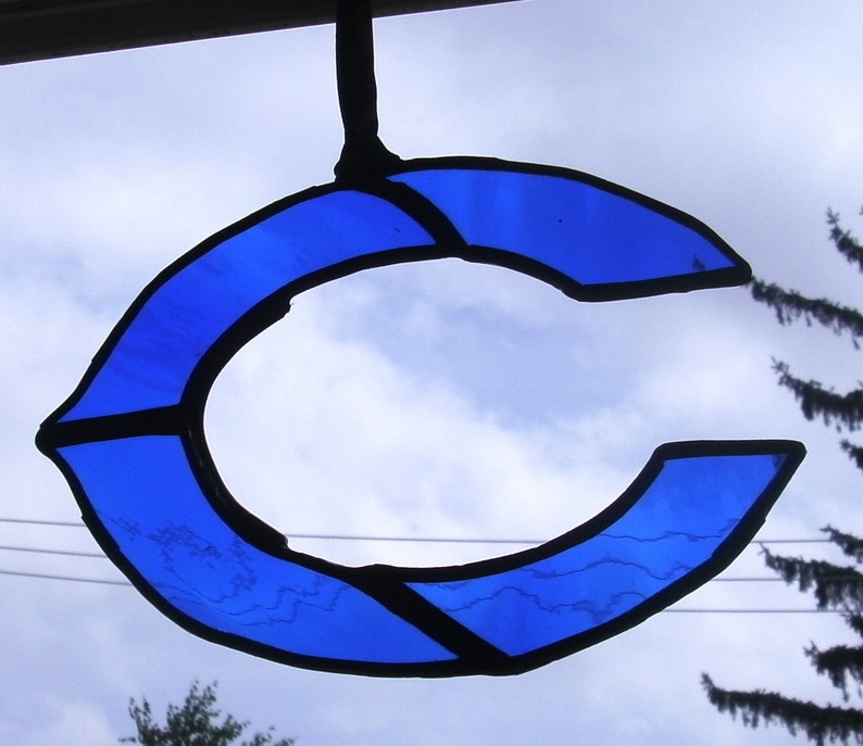 Stained Glass Ornament/Suncatcher GO BEARS...Blue Chicago Bears Suncatcher image 2