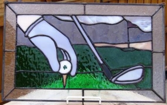 Items similar to Stained Glass Golf Panel…A Good Walk Spoiled