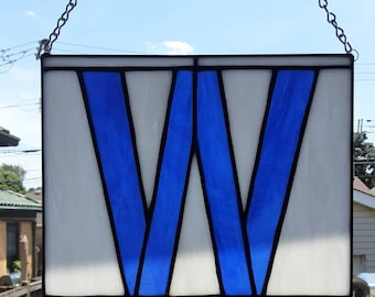 Stained Glass Chicago Cubs 'W' Suncatcher