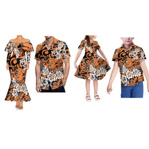 Ladies Girls Full Skirt Men Boys Fashion Shirt Tribal Ethnic Custom Polynesian Vintage Art Print Family Set High Quality Design