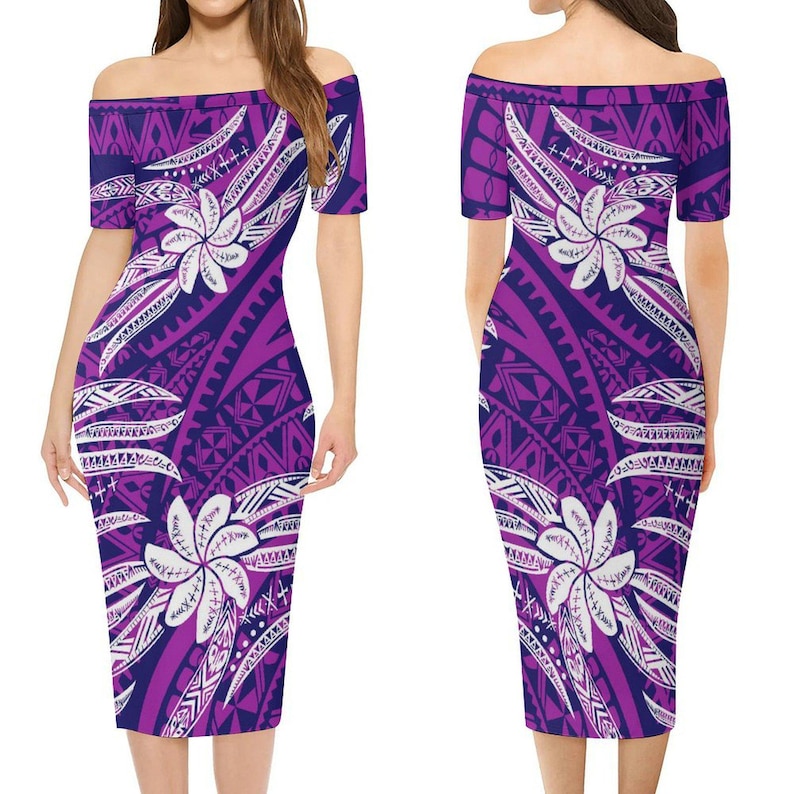 Summer Ladies Off-shoulder Short Sleeve Long Dress Hawaii Party Fashion ...