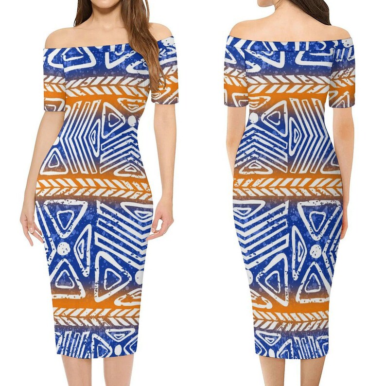 Tribal Short Sleeve Shirt Dress W/ Side Detail and Waist