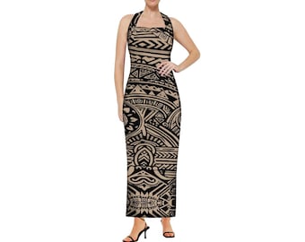 Women's Pacific Islander Tribal Print Halter Dress - Etsy