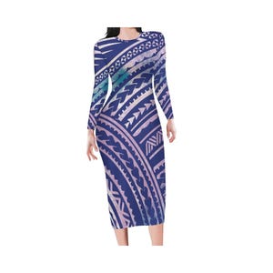 2025 Trending Women&#39;s Evening Long Dress Maxi Samoa Traditional Polynesian Tribal Hawaii Print Women Clothes