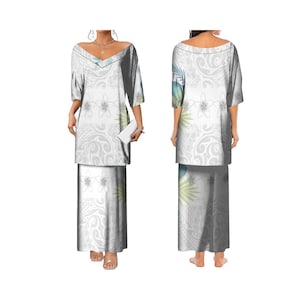 No Minimum Big People Polynesian Hawaii Tribal V-Ausschnitt Puletasi Kleid Samoan Island Tonga Trendy Puletasi Kleid