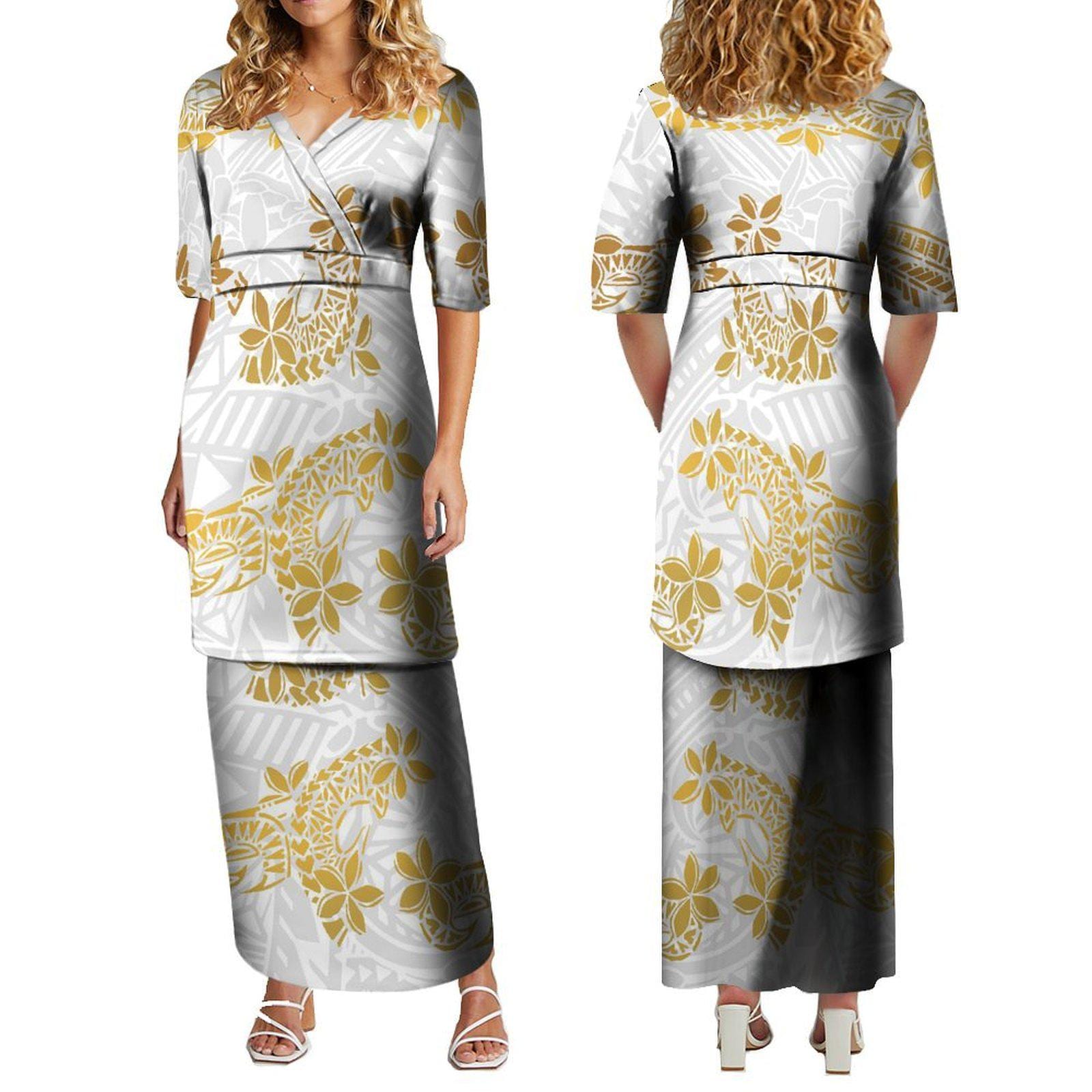 Women's 2-Piece Polynesian Puletasi Set - Island Style T-Shirt & Skirt Outfit For Luau, Beach, Or Party - View #9