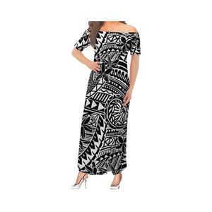 Freie Qualitäts-Ein-Schulter-Kleid Hawaii Polynesian Tribal Design Persönlichkeit Elegante Split Langes Kleid 1 MOQ