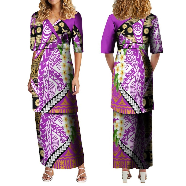 Women's 2-Piece Polynesian Puletasi Set - Island Style T-Shirt & Skirt Outfit For Luau, Beach, Or Party - View #4
