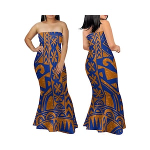 Neues Design-Sommer-polynesische maßgefertigte On-Demand-Fischschwanzkleid Samoan Ethnic Style Personality Mermaid Dress