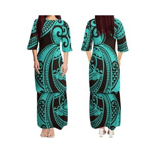 Sommer-Rundhalsausschnitt mit kurzen Ärmeln und lockerem lockerem Polynesian Puletasi Custom Double-Layer Anzug Kleid