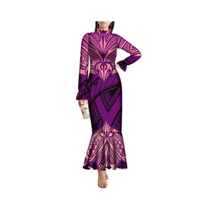 Samoa Island Bankett Abendkleid Elegantes Doppelärmeliges Kleid Tongan Puletasi Kleid Angefertigt