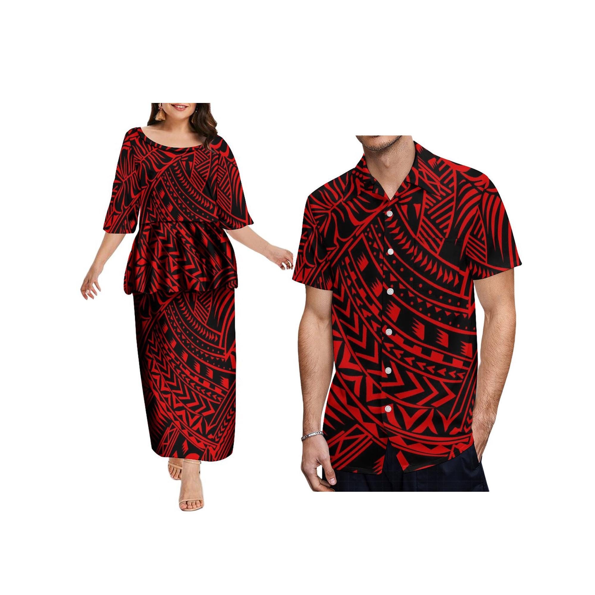 Print on Demand Samoan Puletasi Set Dress Polynesian Tribal Tongan ...
