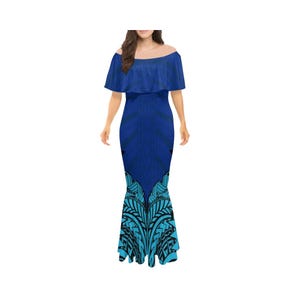 off shoulder bula dress Fiji Off The Shoulder Long Sleeve Dress Bula Fijian Tapa Pattern