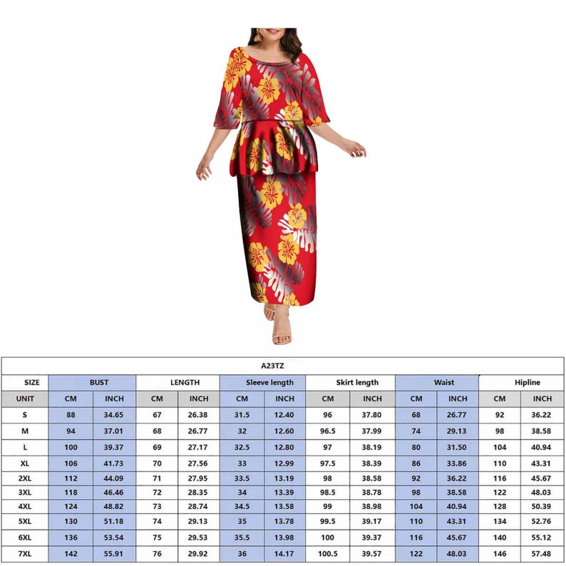 MORNWORLD Women's 2-Piece Puletasi Dress Set - Polynesian Island Style Top & Skirt, Plus Size - View #6