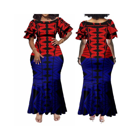 Personal Customization Print Plus Size Womens Clothing Double Layered  Ruffle Sleeve Mermaid Dress Crew Neck Ladies Dress - Etsy