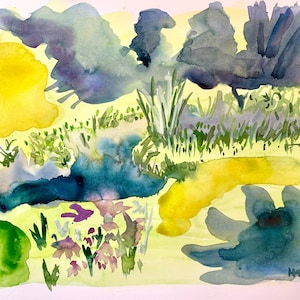 Original Abstract Gouache Painting – Small Colorful Nature-Inspired Art – Affordable Wall Decor