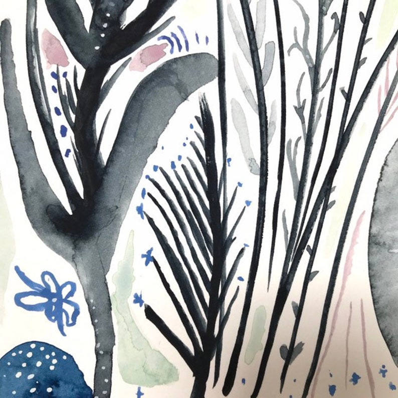 abstract art original watercolor painting 8x8 inch on acid free hot pressed watercolor paper .