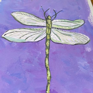 Original Dragonfly Gouache Painting: Insect Art by Hillary Steinau (5.5x8.5 inch)