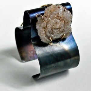 Quartz Rose Fire Painted Minimalist Steel Cuff Bracelet